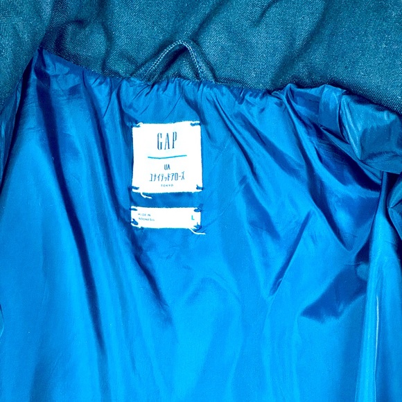 GAP UA Tokyo Collab | Men’s Down Puffer Jacket | Size Large | Blue Denim & Black - Picture 2 of 11